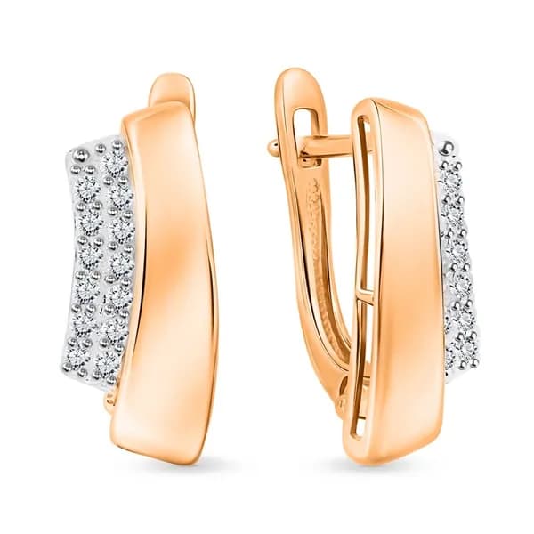Серьги женские с фианитами из красного золота 375 пробы 585GOLD