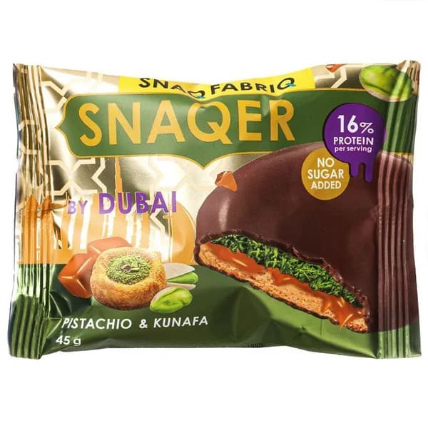 Печенье Snaq Fabriq глазированное с фисташковой пастой, хрустящим тестом и карамелью 45г