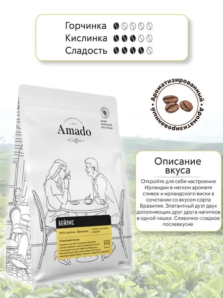 AMADO Бейлис кофе ароматизированный молотый, 200 гр