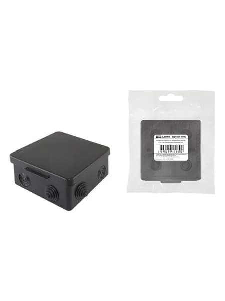 Распаячная коробка ОП 80х80х50мм, крышка, IP54, 7вх., черная, TDM SQ1401-0912, 2 шт