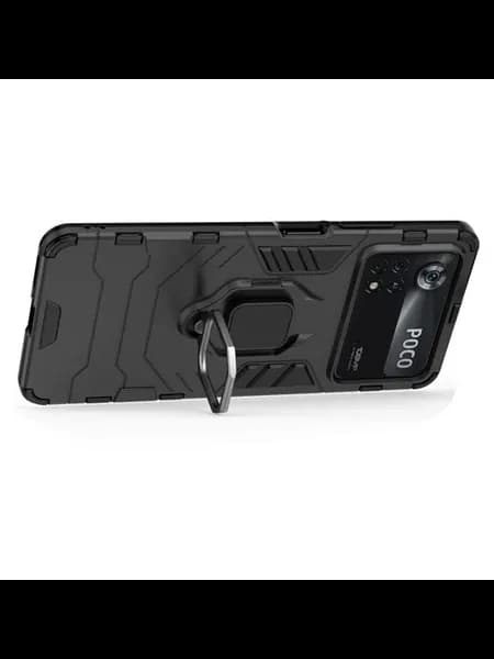 Противоударный чехол с кольцом и подставкой для Poco X4 Pro