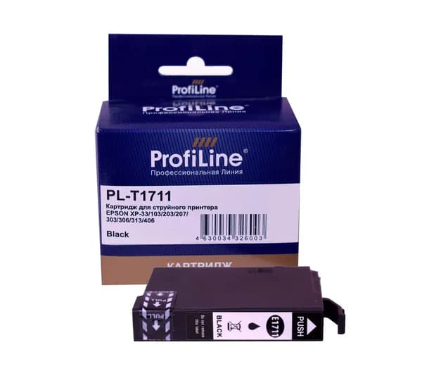 Картридж для струйного принтера T1711 ProfiLine для Epson Expression Home XP-33/XP-103/XP-203/XP-207/XP-303 и др., цвет черный