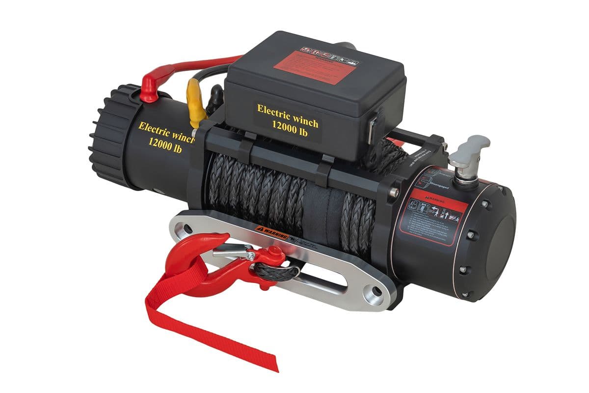 Лебедка Electric Winch 12V 12000 lbs 5443 кг, синтетический трос 10 мм/24 м