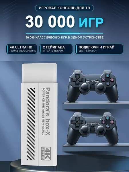Консоль D80 64GB ROM HDMI TV-out эмулятор PS1/SFC/GBA/Atari беспроводной геймпад серый