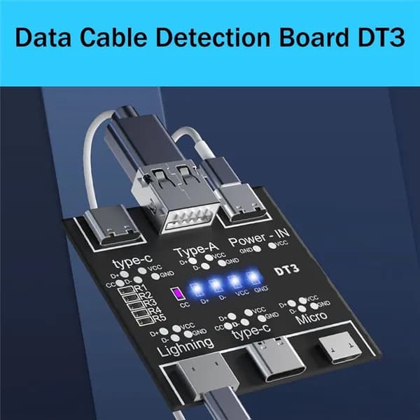 Плата обнаружения USB-линии передачи данных для IOS Android Micro-USB Type-C Плата обнаружения переключателя короткого замыкания DT3 Тестер USB-кабеля