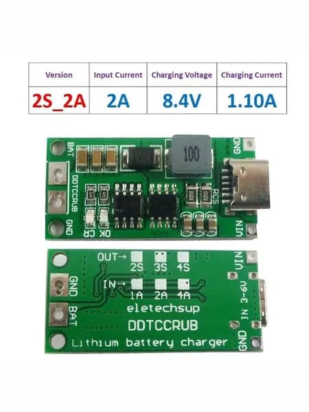 Многоэлементное литий-ионное зарядное устройство от 2S 3S 4S Type-C до 8,4 В 12,6 В 16,8 В, литиевая батарея 18650 7,4 В 11,1 В 14,8 В