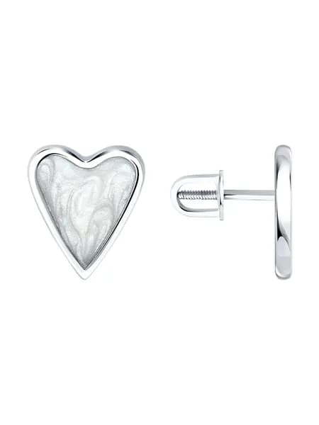 Diamant, Серьги из серебра с эмалью, 94-122-00089-1, пусеты, 925 проба, гвоздики