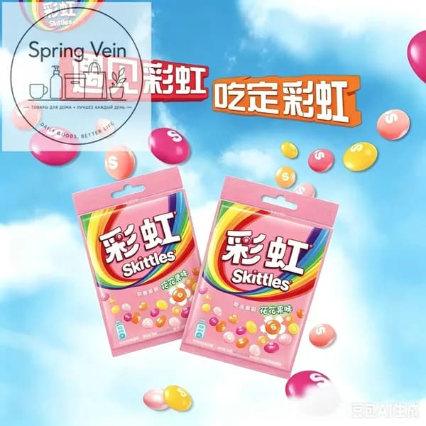 Сладости Skittles с необычным сочетанием цветов и фруктов в удобной упаковке
