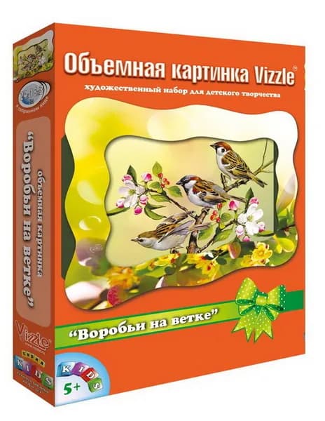 Vizzle Объемная картина Воробьи на ветке 0227-А