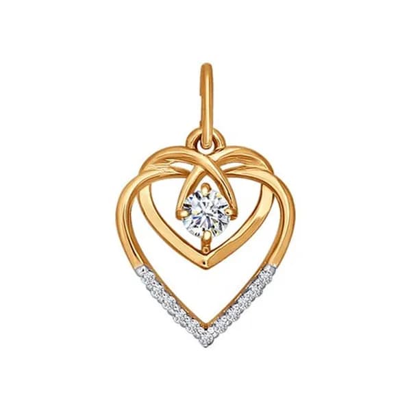 Золотая подвеска DIAMANT-ONLINE с фианитом 585 пробы
