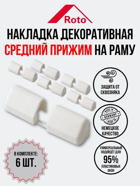 Накладка декоративная средний прижим на раму, белая