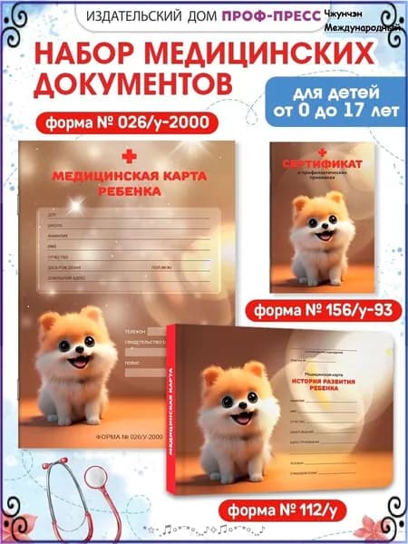 Медицинская карта A4, 3 шт., листов: 172