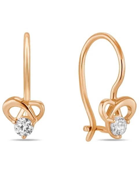 Серьги детские из красного золота с фианитами MIUZ Diamonds