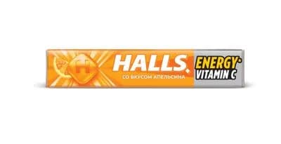 Леденцы Halls с витамином С и вкусом апельсина,1уп 25г
