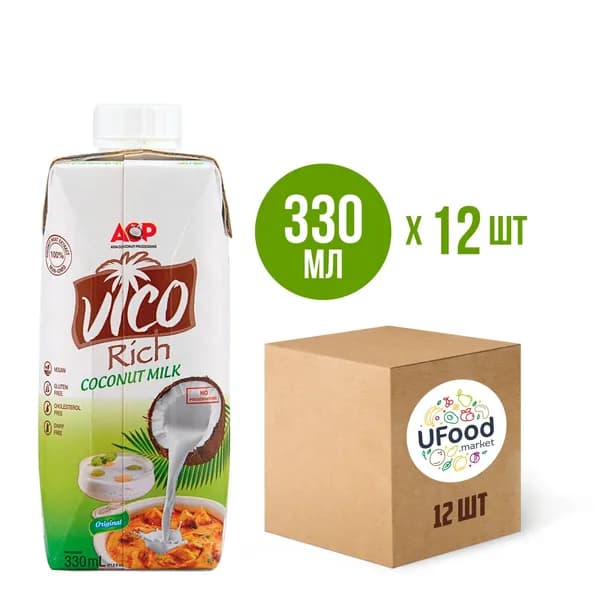 Органическое кокосовое молоко ACP VICO Rich, 330 мл / 12 шт