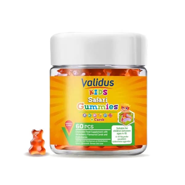 Витаминный комплекс VALIDUS Kids Safari, жевательные мармеладки, с витаминами A-C-D3, 60 шт