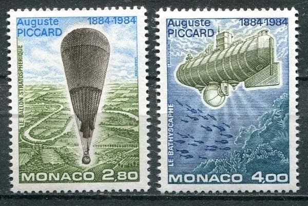 Монако 1984 г. Изобретения Огюста Пиккара. Серия из 2 марок негашеная