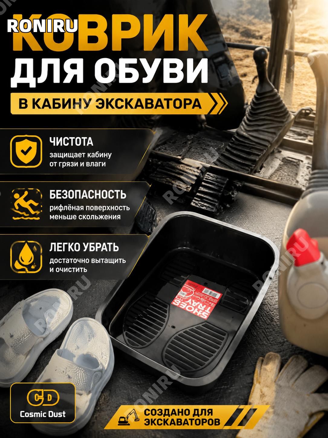 RONIRU Коврики в салон автомобиля, Листовой пластик АБС/ПММА, 1 шт.