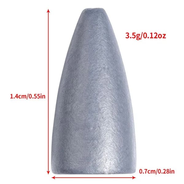 20PCS Грузило пулевидное свинцовое для рыбалки , грузила 3.5г/5г/7г/10г/14г/20г