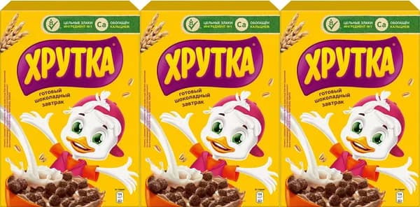 Сухой завтрак Хрутка шоколадный обогащенный кальцием, комплект: 3 упаковки по 350 г