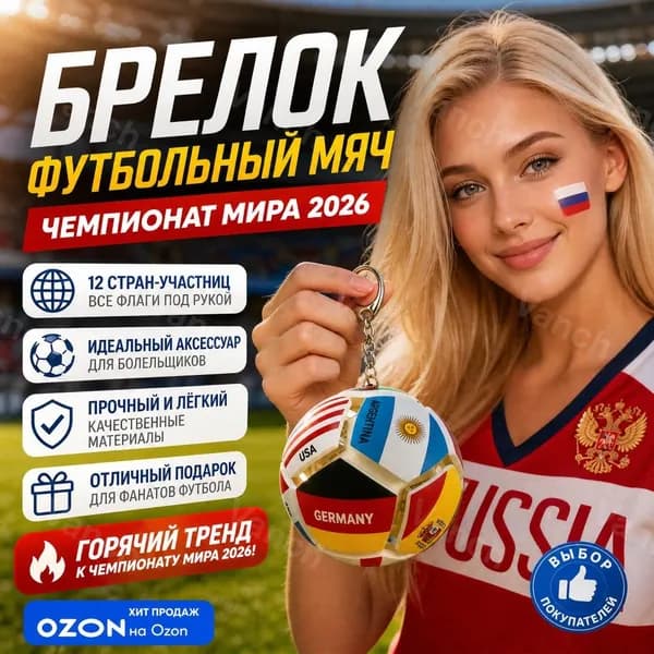 Светящийся брелок-мяч с флагами 12 стран