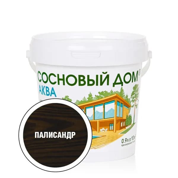 Антисептик акриловый декоративный, пропитка для дерева Сосновый Дом АКВА 0,9л палисандр Декарт