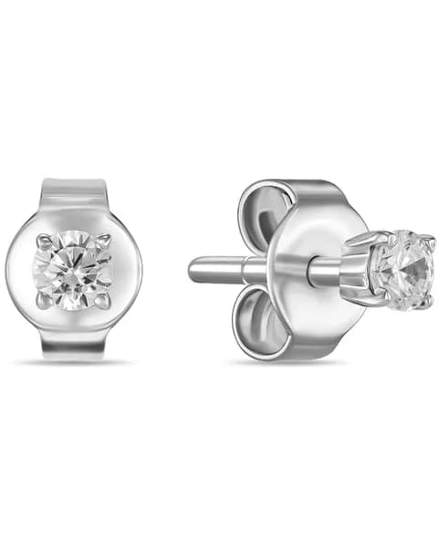 Серьги пусеты из белого золота с фианитами MIUZ Diamonds