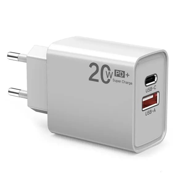 20W Быстрая зарядка USB Type C PD Совместимый портативный, Белый - EU
