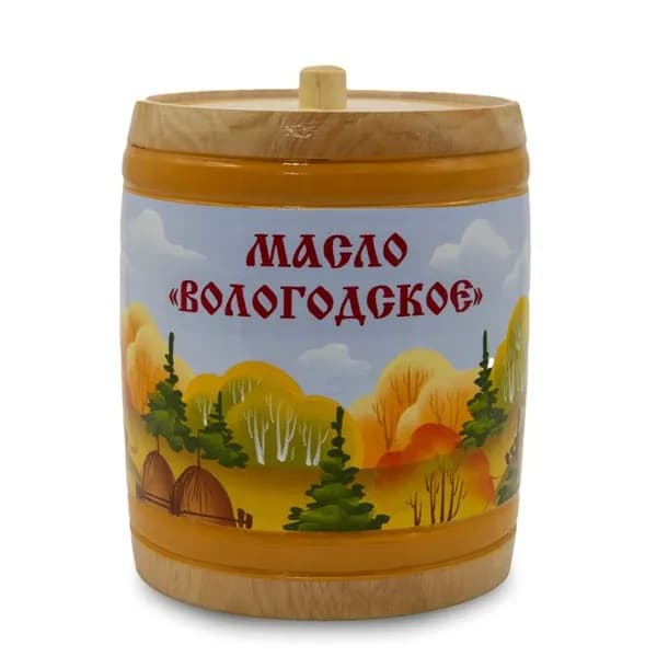 Вологодское масло 82,5% 800 гр в бочонке Пейзаж ВМК