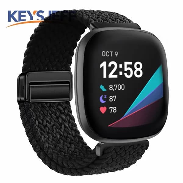 Эластичный нейлоновый ремешок для Fitbit Versa 4/3/ Sense 2/1, простая магнитная застежка