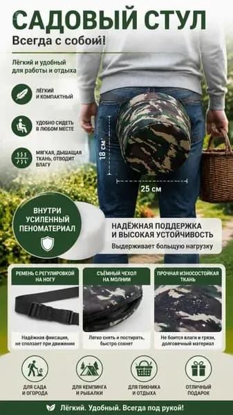 Садовый стул, ABS пластик, 25х25х18 см, 1 шт