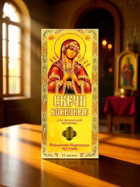 Набор восковых свечей для домашней молитвы (Саровские). Молитва Богородице Семистрельной (12 шт.)