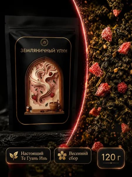 Земляничный улун, китайский зеленый чай, 120 г