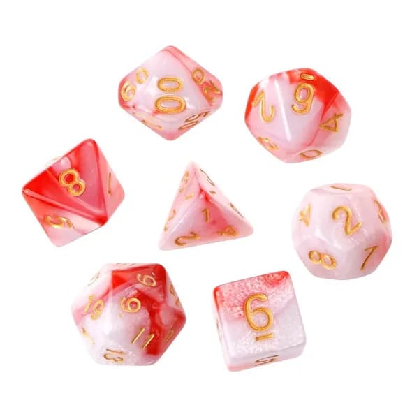 Набор из 7 акриловых полиэдральных кубиков D4-D20 для TRPG, Красный и белый