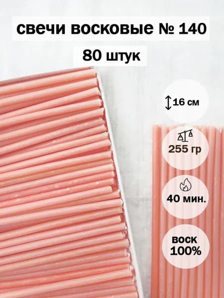 Розовые восковые свечи №140 (80 шт)