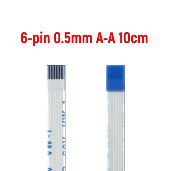 Шлейф FFC 6-pin Шаг 0.5mm Длина 10cm Прямой A-A AWM 20624 80C 60V VW-1