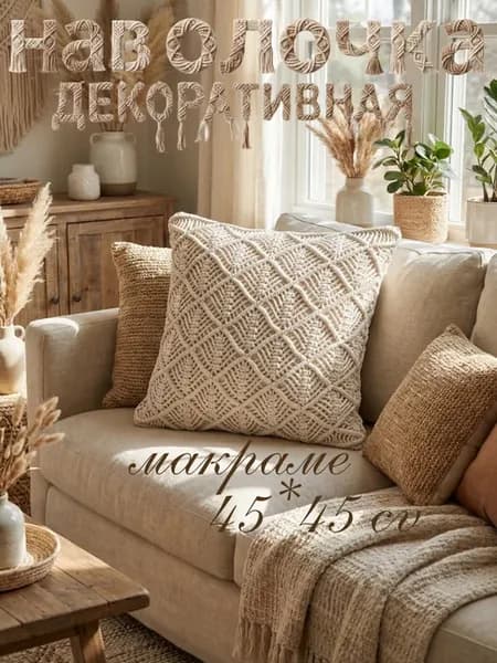 Наволочка декоративная 45х45 на подушку макраме