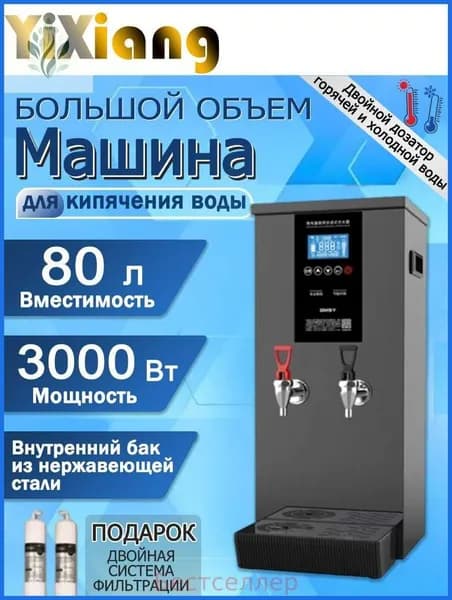 Портативный чайник для ресторанов, с таймером, электронное управление, SKU137, 80 литров, два выхода для горячей и холодной воды, проточный, погружной