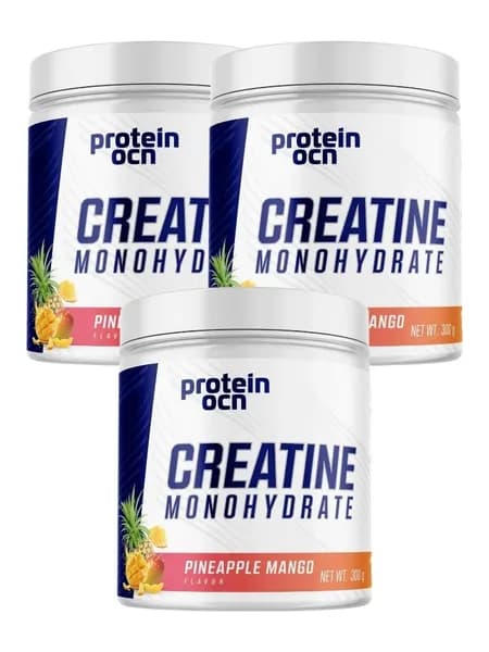 Protein Ocean Creatine Monohydrate, Креатин моногидрат со вкусом ананаса и манго тигра, микронизированный, 900 г, набор из 3 упаковок
