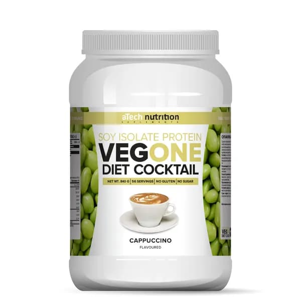 Изолят соевого белка "VEGONE" со вкусом КАПУЧИНО ТМ aTech nutrition 840 гр., для вегетарианцев снижение веса