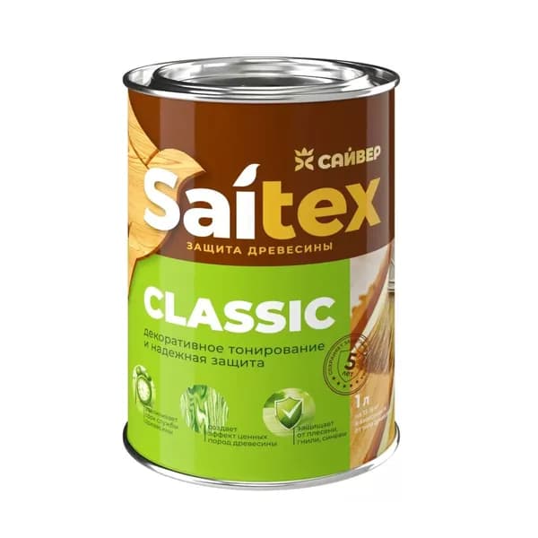 Деревозащитный состав Saitex Classic бесцветный 1л