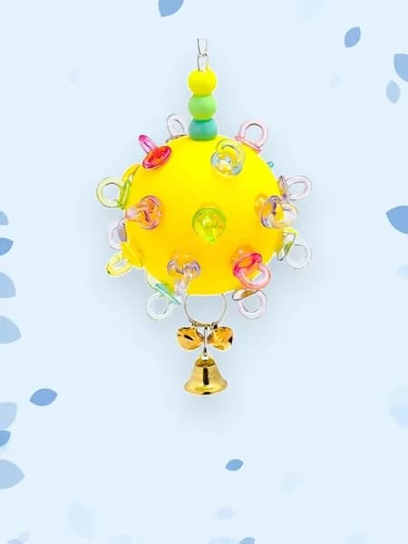 Яркая подвесная игрушка для попугаев из резины, обогащающая среду, Желтый