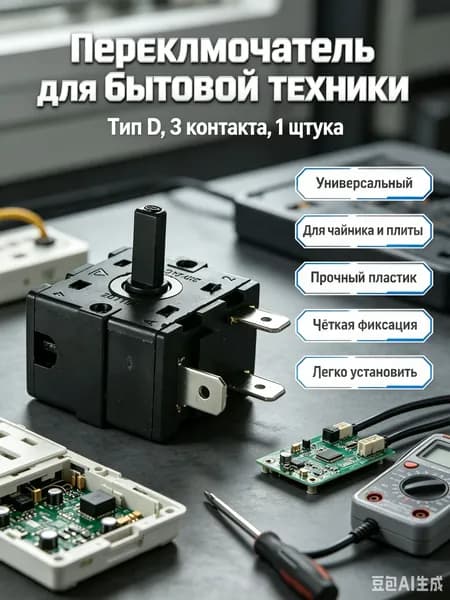 Универсальный электрический переключатель типа D (3-контактный),1 шт .