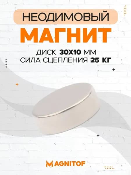 Неодимовый магнит 30x10 мм сила 25 кг