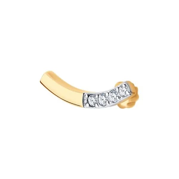 Одиночная серьга из золота DIAMANT-ONLINE с фианитом 585 пробы