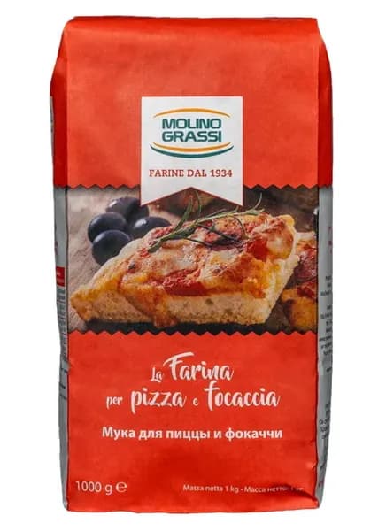 Мука Molino Grassi из мягких сортов пшеницы для пиццы La Farina per pizza e focaccia, 1000 г, Италия