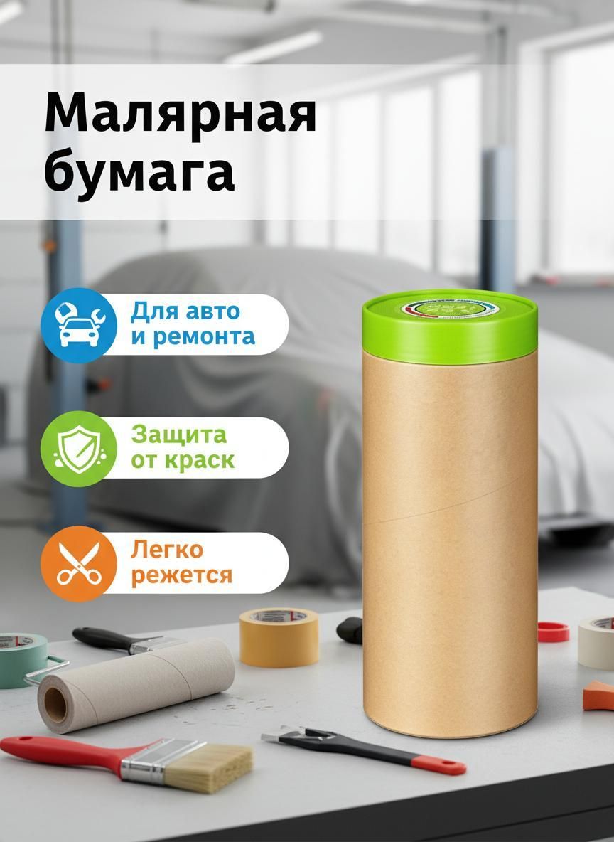 Маскировочная Бумага Kraft Для Малярных Работ, 1 Комплект, Используется В Автомобильной Краске И Декорировании