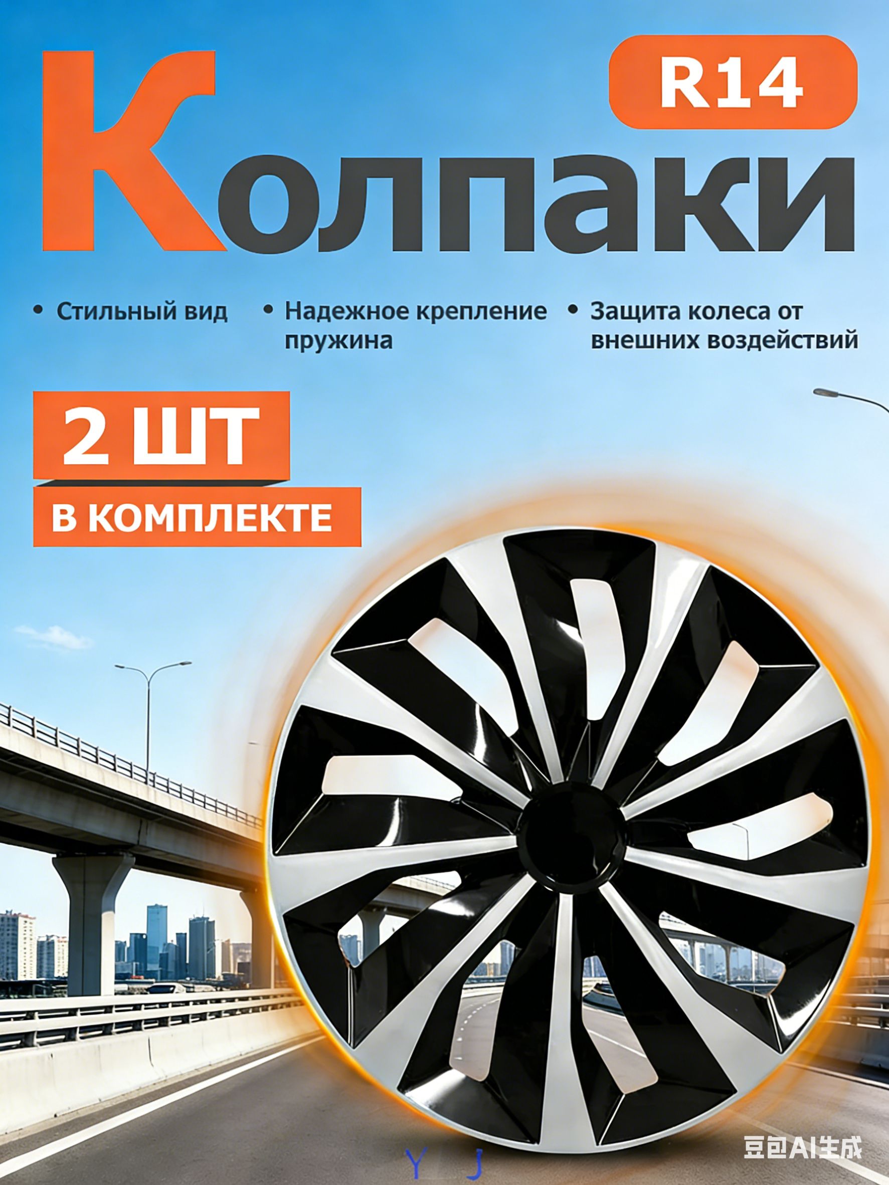 Колпаки на колеса, 14", 2 шт.