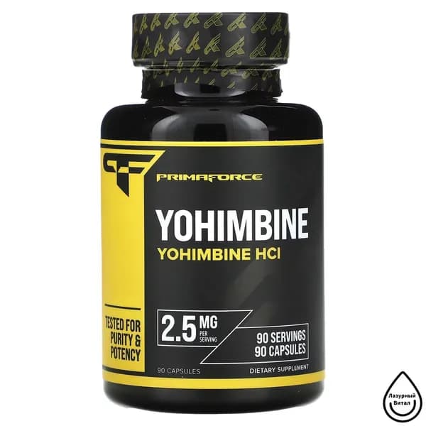 Йохимбин гидрохлорид Primaforce Yohimbine HCL 2,5 мг, 90 вегетарианских капсул