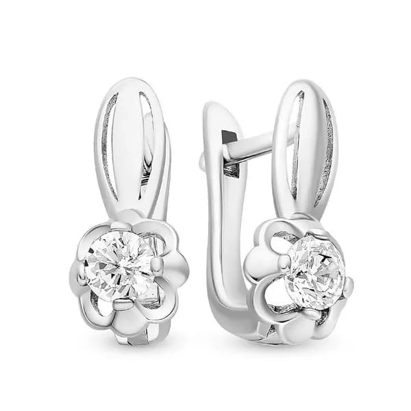 Серьги женские с фианитами серебро 925 пробы 585GOLD